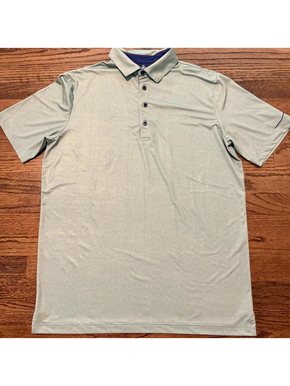 NWOT Men's Boston Scott Green Skull Print Golf Performance Polo M